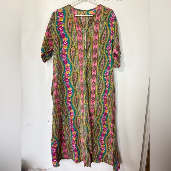 Vintage Bright Paisley Print Dress - Fits XL - Picture 1 of 5